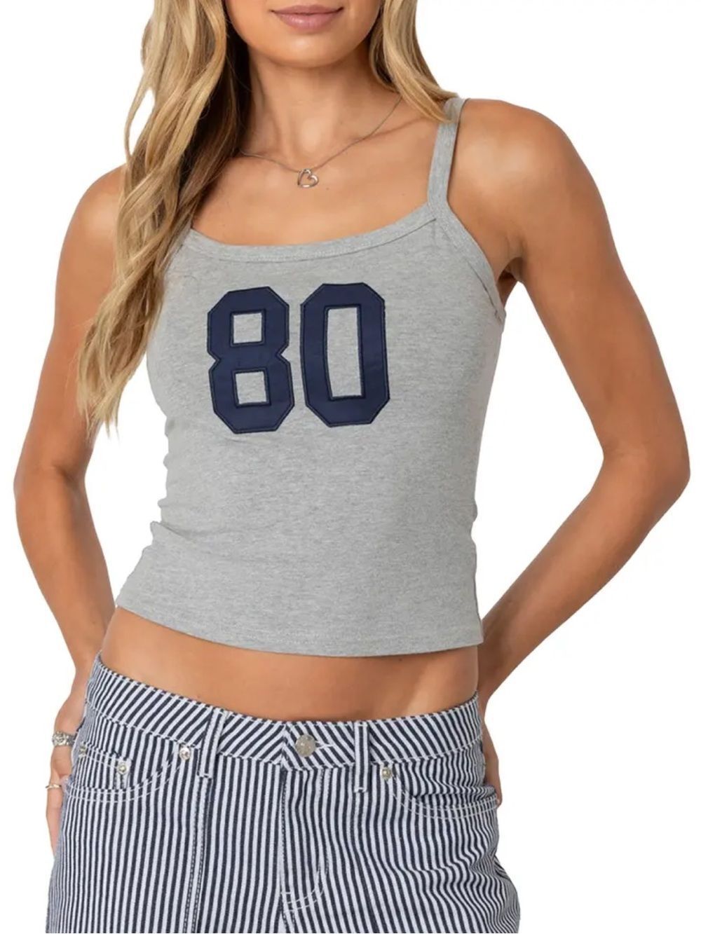 Edikted '80s Babe Appliqué Cotton Crop Tank Top Women’s XS